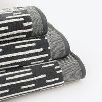 Allure Bath Fashions Pop Up Zero Twist Barcode Stripe Towels in Charcoal