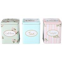 simpa Shabby Chic Metal Tea Sugar & Coffee Canisters
