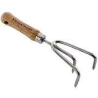 Kent & Stowe Stainless Steel Garden Life Hand 3-Prong Cultivator in Beige