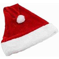 Shatchi Deluxe Red Plush Santa Claus Father Christmas Hat with White Fur Trim & Bobble