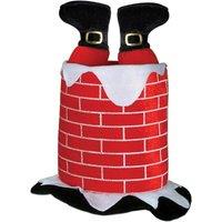 Shatchi Hat Novelty Plush Christmas Santa Stuck in Chimney Hat Costume Christmas Fancy Dress Party Xmas Office Fun in Red