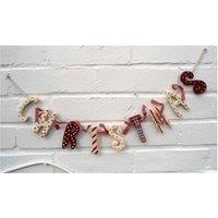 Shatchi 70cm Vintage Country Style Tartan & Cream Wooden Christmas Garland Banner Gingham Ribbon Hanging Decorations
