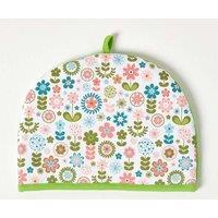 Homescapes Tea Cosy Double Design Retro Flower Teapot Warmer in Green