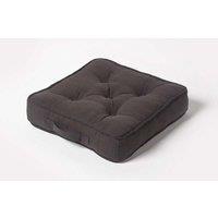 Homescapes Rajput Ribbed Cotton Floor Cushion in Black | Size: 40 cm x 40 cm
