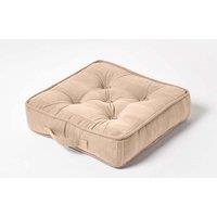 Homescapes Rajput Ribbed Cotton Floor Cushion in Beige | Size: 40 cm x 40 cm