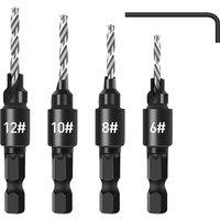 Lumberjack Quick Change 1/4" Hex Shank Adjustable Countersink Drill Bit Set in Black