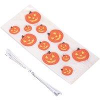 Shatchi 20Pcs Halloween Pumpkin Cellophane Bags - Easy-Sealing Treat & Gift Sweets Decorations in Orange