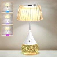Harper Living RGB Table Lamp, Water Base 7-Colour Changing, Touch Control, Pleated in White