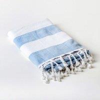 Allure Bath Fashions Striped Hammam Turkish Style Beach Towel in Blue