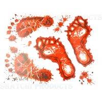 Shatchi 4Pcs Bloody Footprint Halloween Stickers - Scary House Wall Window Decor in Orange