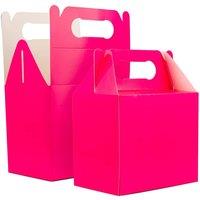 Shatchi 10Pcs Hot PinkColour Cardboard Lunch Takeaway Birthday Wedding Carry Meal Food Cake Party Box in Pink