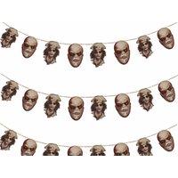 Shatchi 8Pcs Halloween Chopped Bloody Faces Garland Scary Horror Cut-Outs Bunting Banner