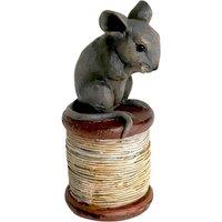 Animal Crackers Mouse On Cotton Reel Figurine Sewing Or Mouse Lover Gift