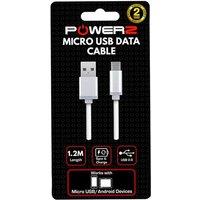 Powerz USB 'Data Charger Cable' for Micro USB 1.2m White