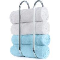LIVIVO Wall Mounted Chrome Bathroom Towel Holder & Rail in Metallic Silver