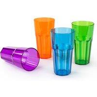 LIVIVO Plastic Tumblers Set of 4 600ml Multicolour Reusable Cups BPA Free Stackable Drinking Cups for Picnic