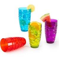 LIVIVO Plastic Tumblers Set of 4 600ml Reusable Cups Multicoloured Swirl Design BPA Free Drinking Cups for Picnic Camping