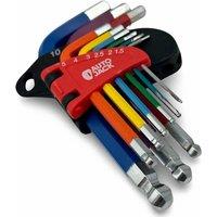 Autojack Mini Ball End Allen Hex Key Set 9Pc Multi Coloured Tools