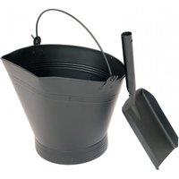 Oypla Fireplace Coal Bucket with Shovel in Black