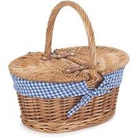 Red Hamper Wicker Childs Light Steamed Finish Cotton Lined Oval Picnic Basket in Natural