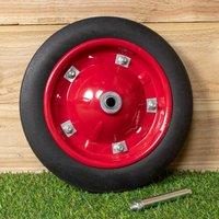 Samuel Alexander Replacement 13" x 3" Puncture Proof / Solid Wheelbarrow Wheel With Axle in Red
