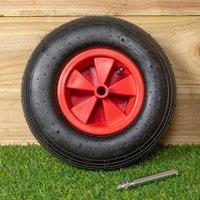 Samuel Alexander Replacement 13" x 3" Pneumatic Garden Wheelbarrow Wheel With Axle in Red | Size: Medium