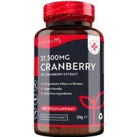 Nutravita Cranberry 50:1 Extract 37, 500mg - 180 Vegan Capsules in Red