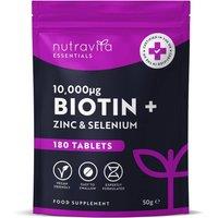 Nutravita Biotin 10, 000mcg with Zinc & Selenium - 180 Vegan Tablets in Purple