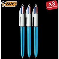 Bic 4 Colour Shine - Blue - Single Pen 3 Packs