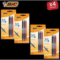 Bic Soft Feel Ballpoint Pens Medium Point (1.0 mm) Assorted Colours (Black, Blue, Red), - 4 Packs