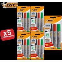 Bic 2000 Bullet Tip Permanent Marker (Assorted Colours - Black, Blue, Red, Green) 5 Packs