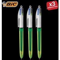Bic 4 Colours Ballpoint - Set of 2 Multicolour Ink Pen, Retractable Pen for Writing Pack of 3