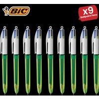 Bic 4 Colours Ballpoint - Set of 2 Multicolour Ink Pen, Retractable Pen for Writing Pack of 9