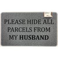 Nicoman Spaghetti Novelty UV Print Funny Door Mat 75 x 45cm - Please HIDE All Parcels From My Husband in Grey | Size: 44 cm x 70 cm