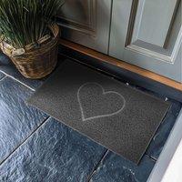 Nicoman Embossed PVC Spaghetti Pressed Heart Doormat in Dark Grey | Size: 40 cm x 60 cm