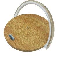 Nicoman White Bedside Lamp with Wireless Charging with Touch Control in Brown