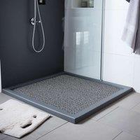 Nicoman Anti Slip PVC Loofah Shower Mat Anti Mould Washable Bath Mat - Square 60x60cm in Grey | Size: 60x60 cm