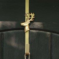 Dibor Brushed Gold Deer Over Door Christmas Decoration Wreath Hanger Hook