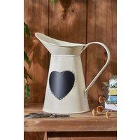Dibor Country Cream Home Decor Table Flower Jug Vase with Chalkboard in White | Size: Medium