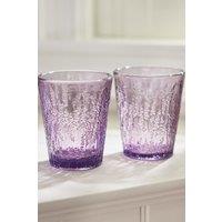 Dibor Set of 2 Vintage Luxury Spring Summer Lavender Embossed Drinking Glass Tumblers Wedding Gift 320ml in Purple | Size: 2 Pack