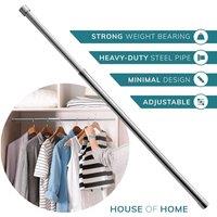 House of Home Extendable Wardrobe Pole 34-53CM Adjustable Rail Hanger Steel Heavy Duty Easy Assemble in Silver
