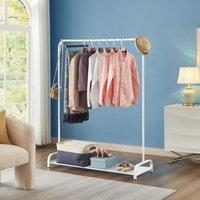 House of Home Clothes Rail Garment Rack Shoe Storage Shelf Adjustable Feet Easy Assembly White