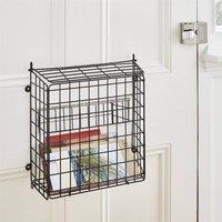 House of Home Letter Box Cage Front Door Mounted Mail Box Letter Guard Post Catcher Black