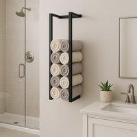 House of Home Wall Mounted Black Stainless Steel Double Bar Towel Rail 70cm