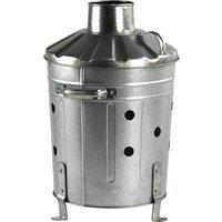 Trendi 15L Mini Galvanised Incinerator Fire Bin for Rubbish Wood Garden Waste in Silver