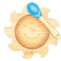 Wild & Stone Bamboo Weaning Bowl & Spoon Set Baby You Are My Sunshine in Blue