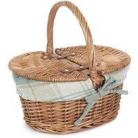 Red Hamper Wicker Childs Light Steamed Finish Cotton Lined Oval Picnic Basket in Khaki