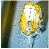 CGC Lighting Oval Metal Cage Bulkhead Wall Or Ceiling Light in White