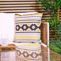 icon Indoor & Outdoor Aztec Print Waterproof Cushion, Ochre Yellow | Size: 43 cm x 43 cm