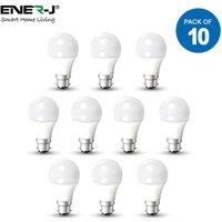 ENER-J LED Bulb- 10W GLS A60 LED Thermoplastic Lamp B22 4000K (pack of 10 units) in White | Size: 25 cm diameter x 19 cm high
